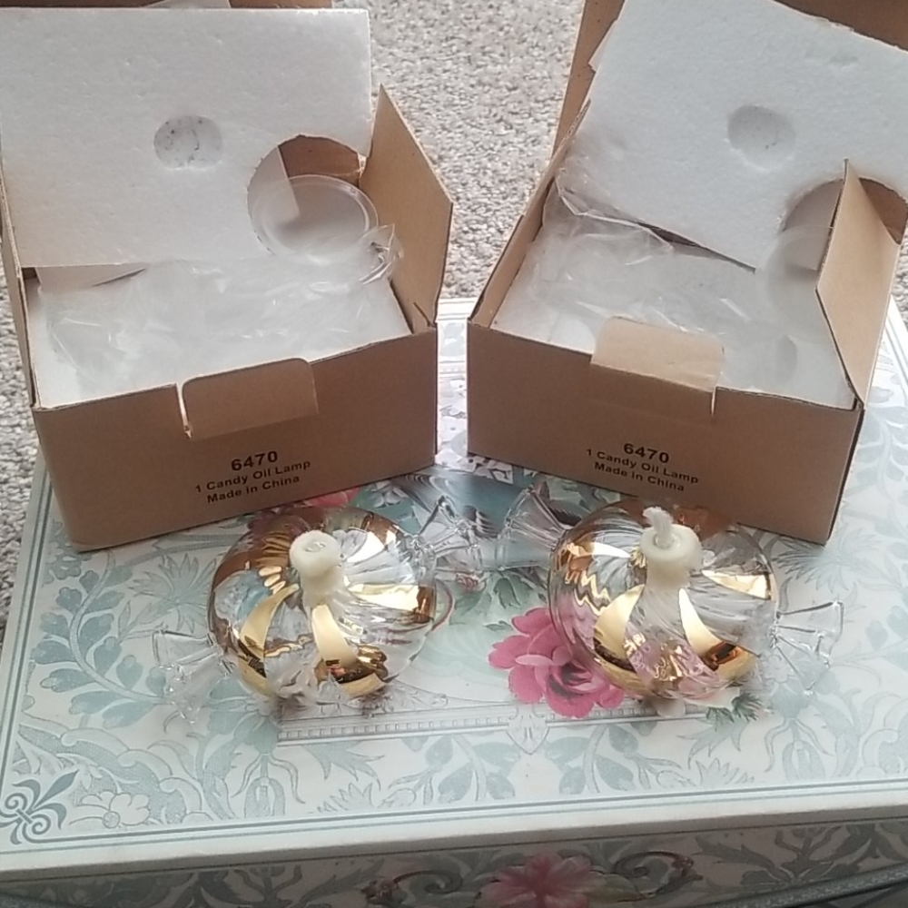 Princess House Crystal Candy Oil Lamps Set